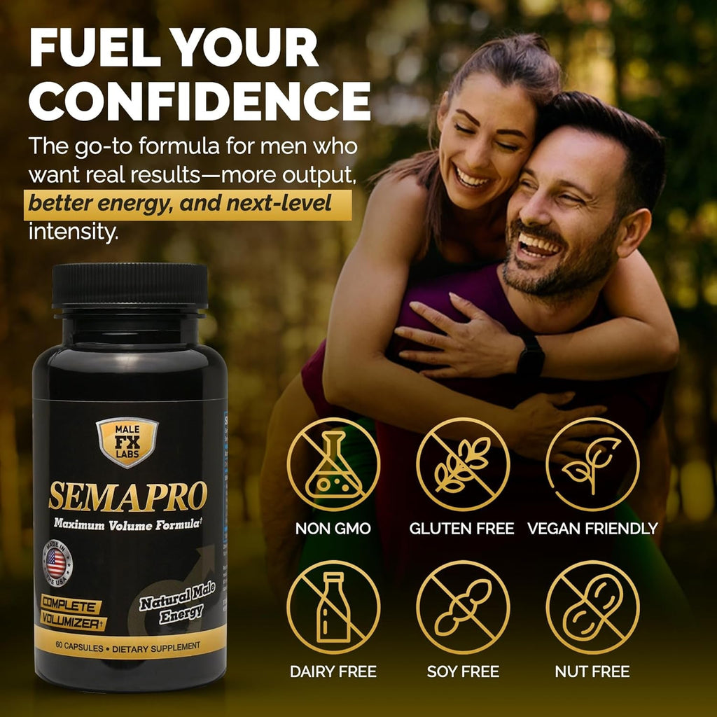 Extreme Semen Volumizer and Male Energy Formula - All Natural Endurance, Stamina & Semen Health - 60 Caps (1 Month Supply)