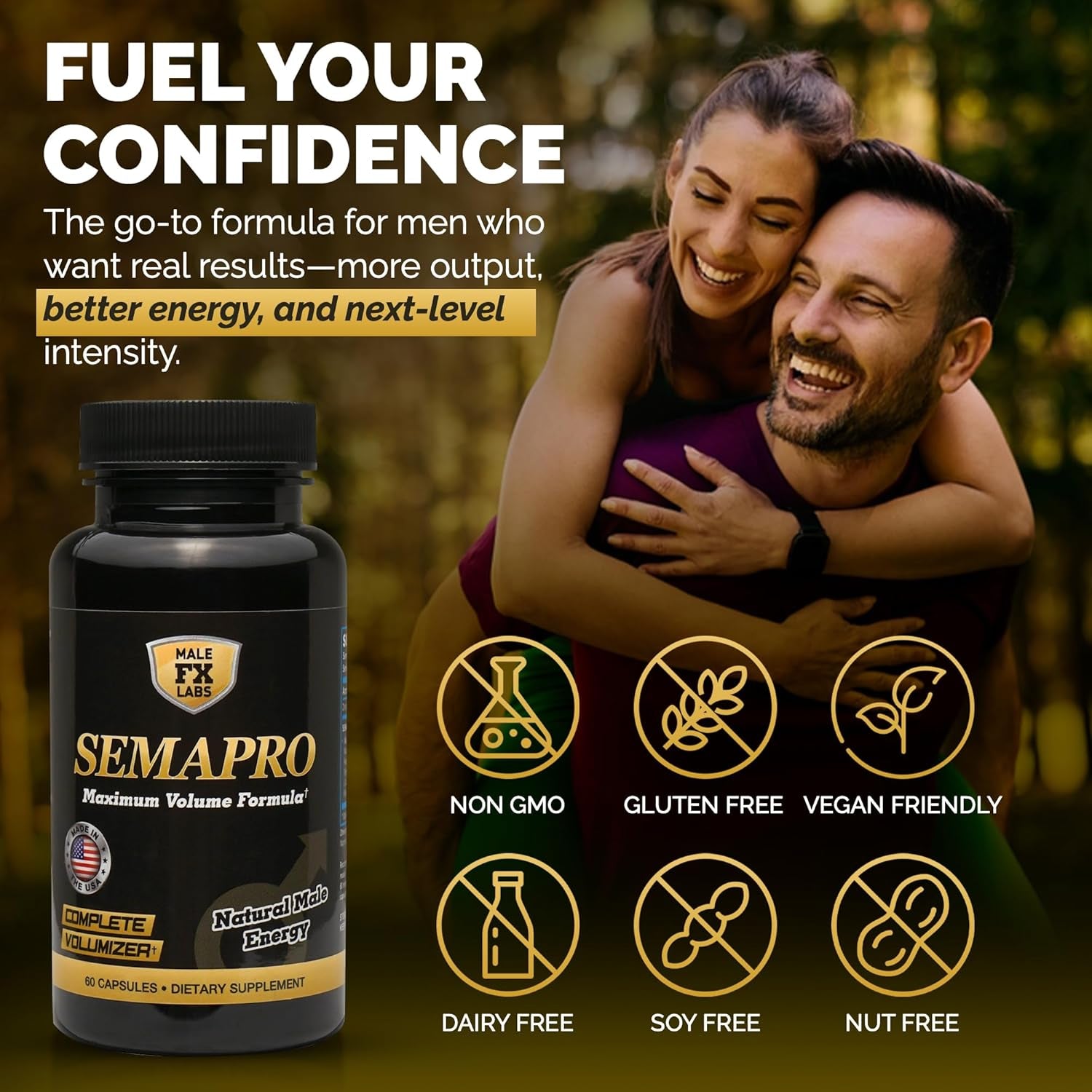 Extreme Semen Volumizer and Male Energy Formula - All Natural Endurance, Stamina & Semen Health - 60 Caps (1 Month Supply)