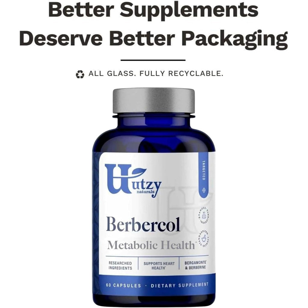 Utzy Naturals Berbercol | 500Mg Citrus Bergamot (As Bergamonte) & Berberine | Naturally Supports Heart Health and More | 60 Capsules