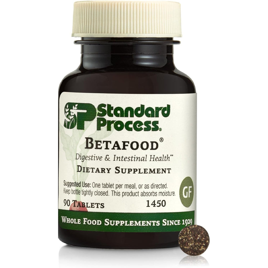 Standard Process Betafood - Supports Digestion & Intestinal Function with Beets - Aids a Healthy Heart & Liver Health - Gluten-Free, Non-Dairy & Non-Soy - 90 Tablets (90 Servings)