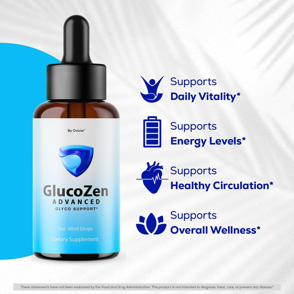 (2 Pack) Glucozen Drops - Official Glucozen Oral Liquid Drops Advanced Premium Formula Maximum Strength, All Natural Ingredients Vitamins for Overall Health & Wellness, 2 Bottles for 2 Months