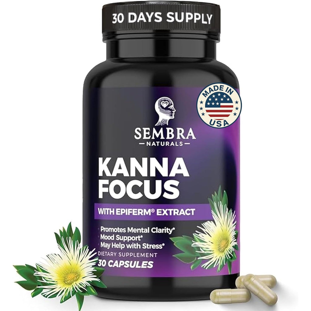 KANNAFOCUS - Natural Kanna Extract 50Mg, Fermented Sceletium Tortuosum & Bioperine® - Focus, Mood & Mental Wellness Support - Herbal Nootropic for Daily Clarity & Energy - 30 Capsules