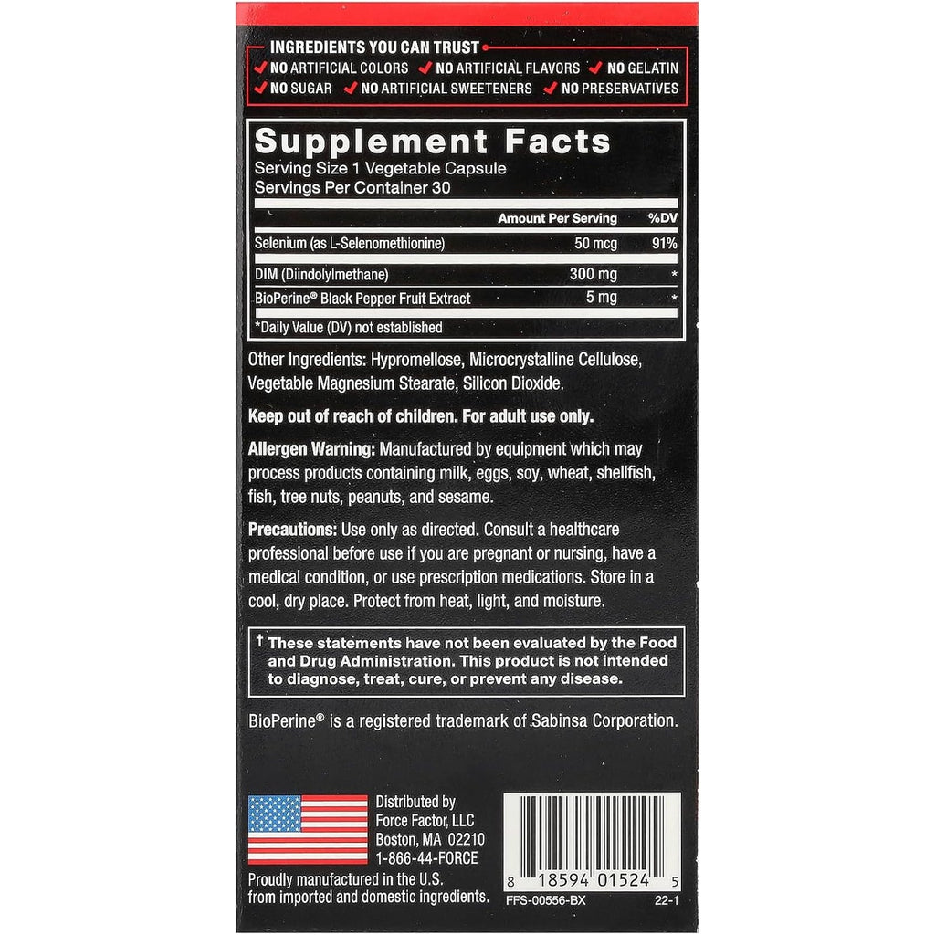 Force Factor DIM, Diindolylmethane Capsules to Decrease Estrogen in Men and Women, Promotes Healthy Hormonal Balance, with Bioperine for Superior Absorption, Works Fast, 300Mg, 30 Capsules