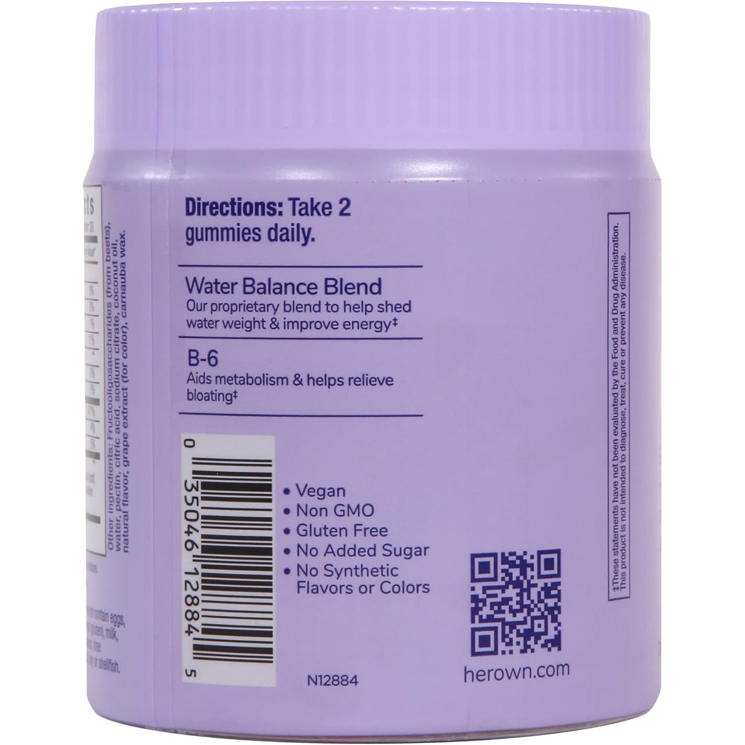 Her Own Debloat Gummy, Bloating and Gas Relief, Helps Reduce Water Retention, Supports Energy, with Apple Cider Vinegar and Dandelion, Gluten and Soy Free, Vegan, 60 Gummies, 60 Servings