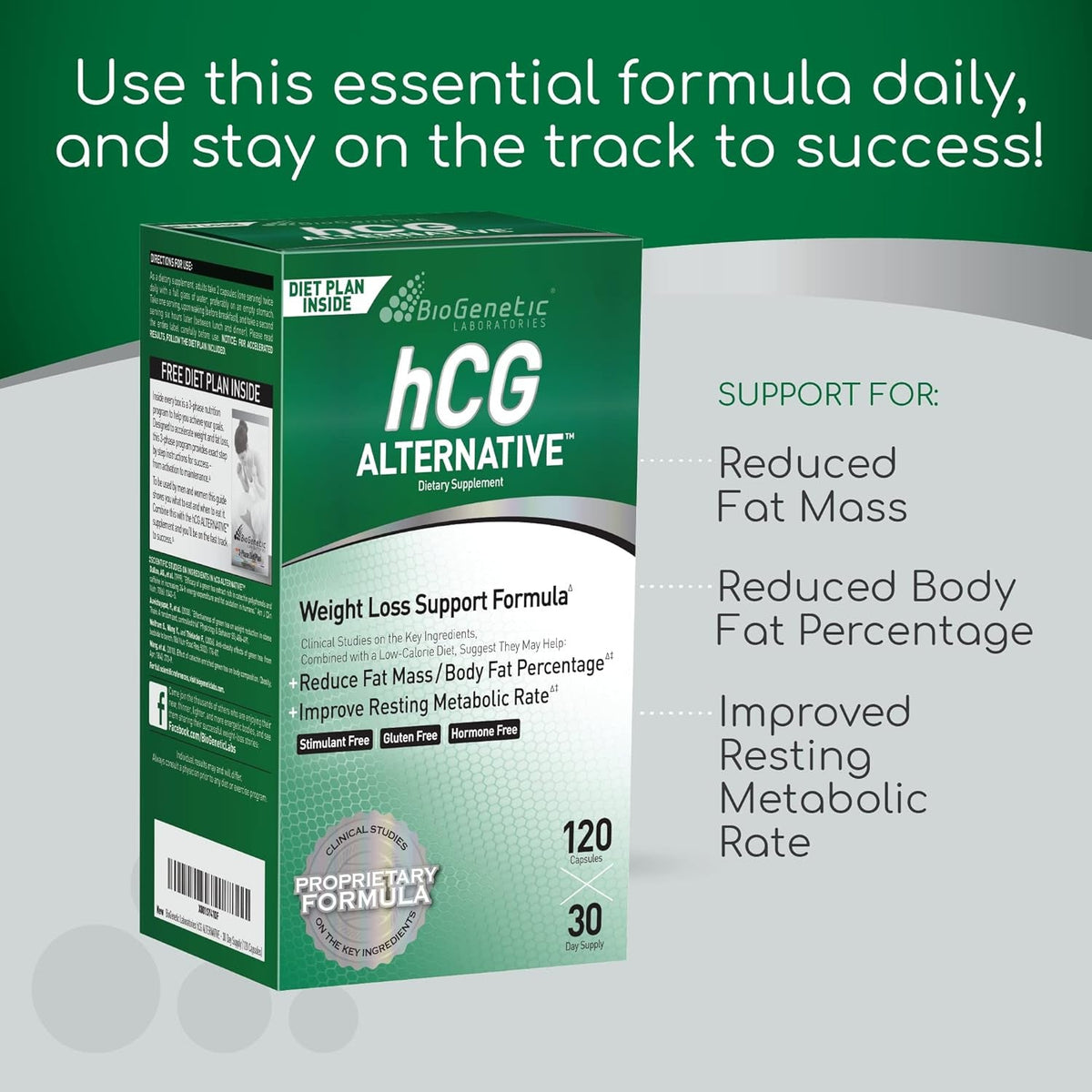 Biogenetic Laboratories Hcg Alternative - Weight Loss Pills and Fat Burner for Men and Women - Boosts Metabolism Supports Healthy Diets - Alternative Formula - 30-Day Supply (120 Capsules per Bottle)