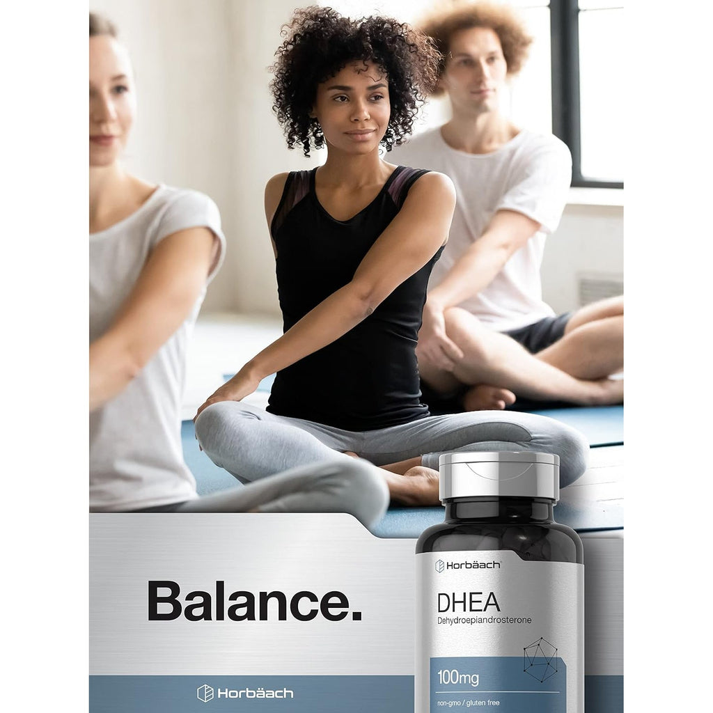 Horbäach DHEA 100Mg | 200 Capsules | Supplement for Men and Women | Non-Gmo, Gluten Free