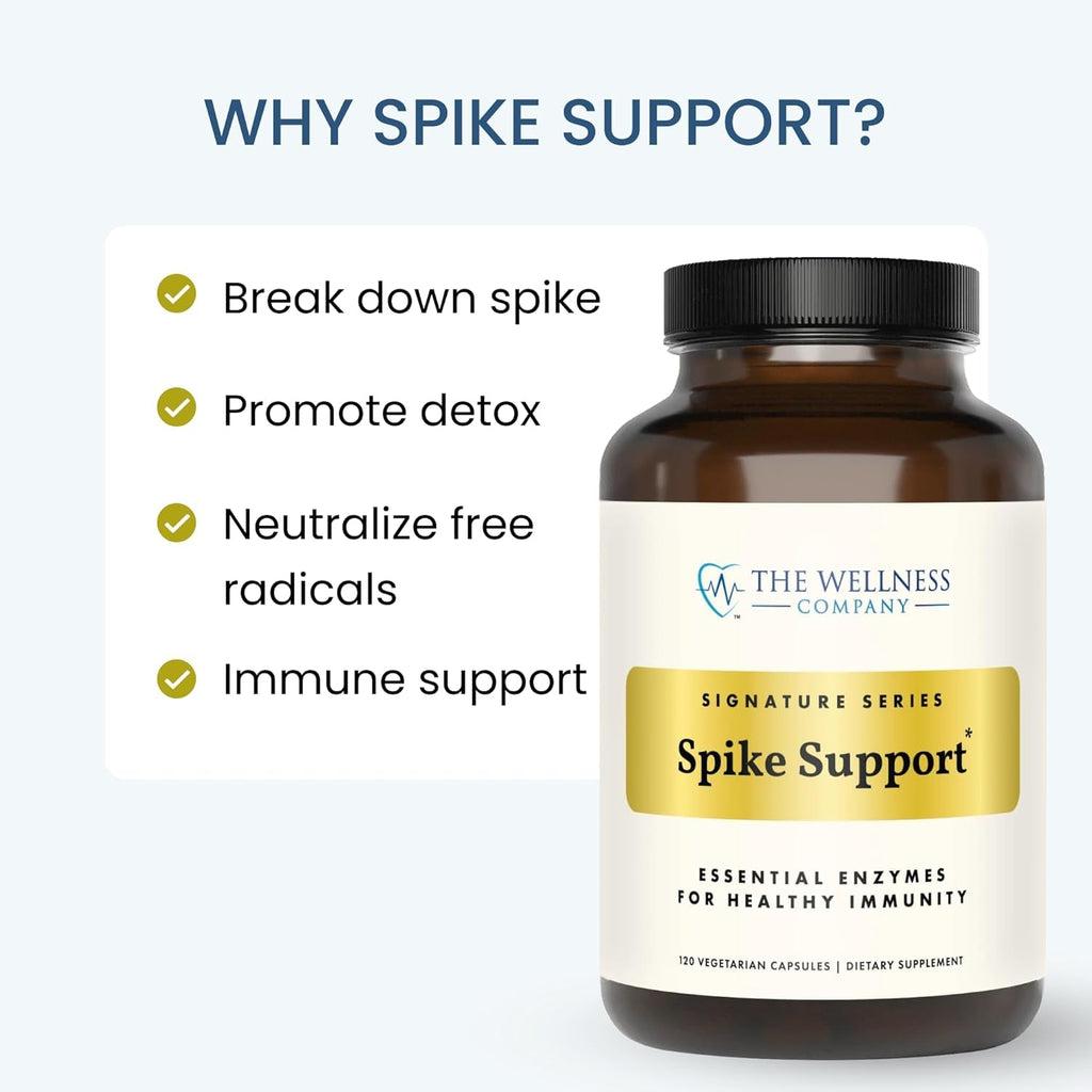 The Wellness Company Spike Support - Detox, Immune Health, Blood Flow, Anti-Clotting - Nattokinase, Dandelion Root, & Black Sativa | 60Ct (1 Month Supply)