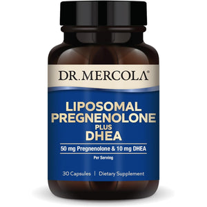 Dr. Mercola Liposomal Pregnenolone plus DHEA, 30 Servings (30 Capsules), 50 Mg Pregnenolone per Serving, 10 Mg DHEA per Serving, Dietary Supplement, Non-Gmo