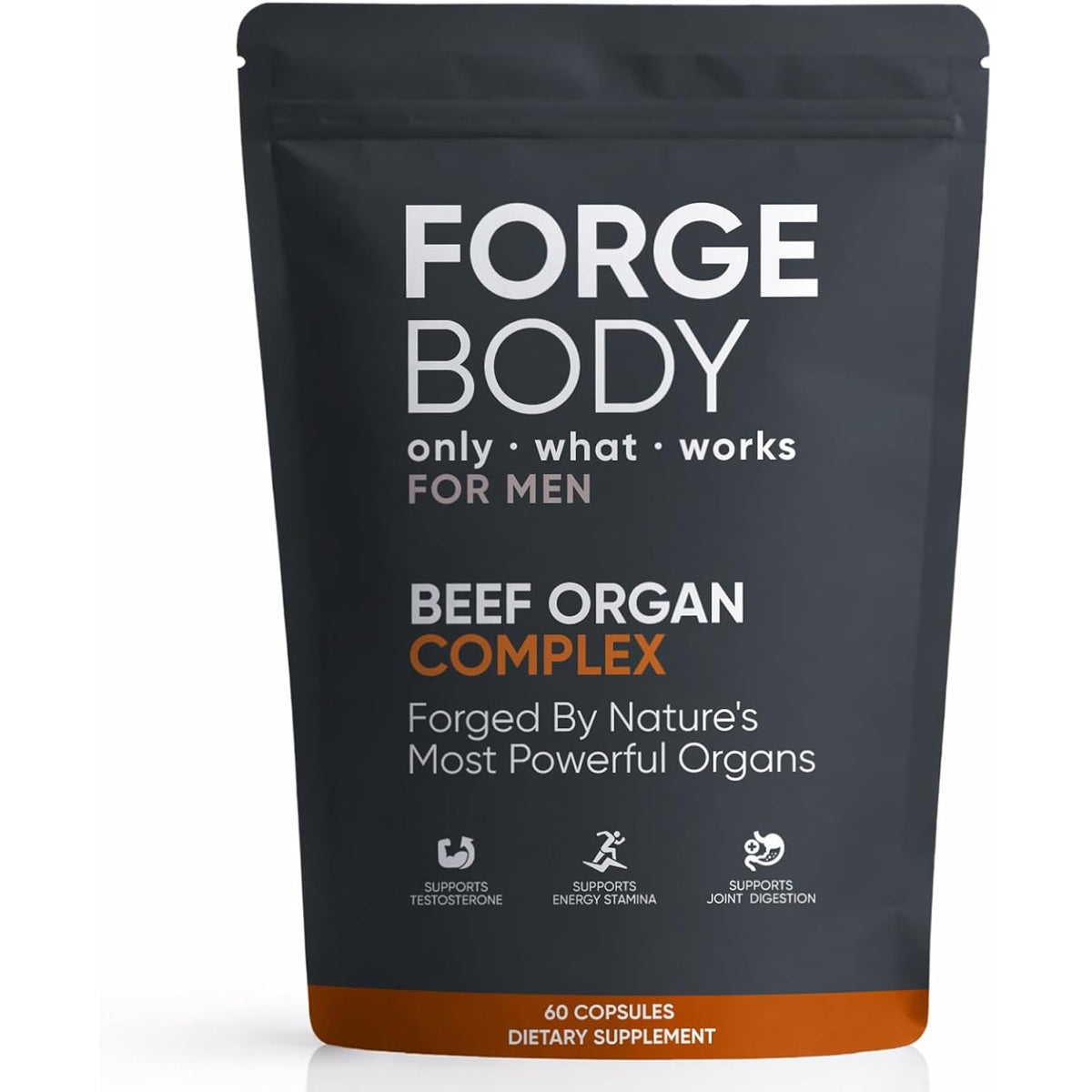 Forgebody Beef Organ Complex Capsules, Grass Fed & Pasture Raised - Total Body Wellness & Performance, Immune Support, Gluten-Free, Non-Gmo, 60 Count (1)