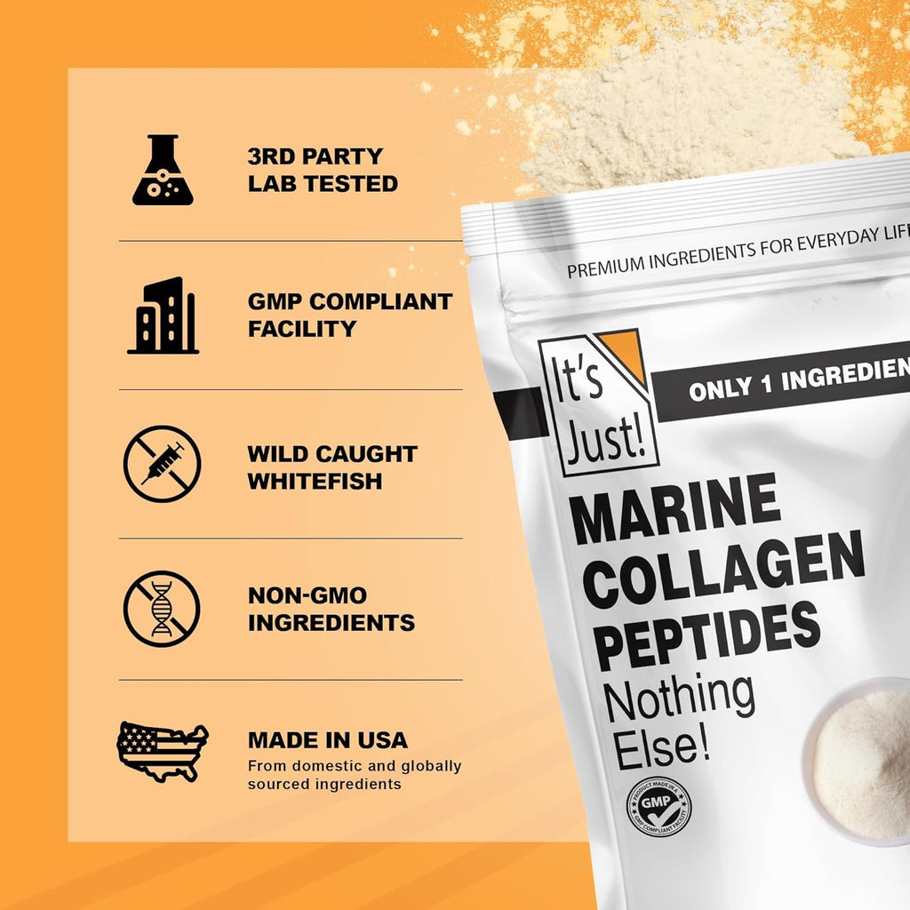 It'S Just! Marine Collagen Peptides Powder - Unflavored, Gluten Free, Non-Gmo, Heavy Metal Tested - 20Oz