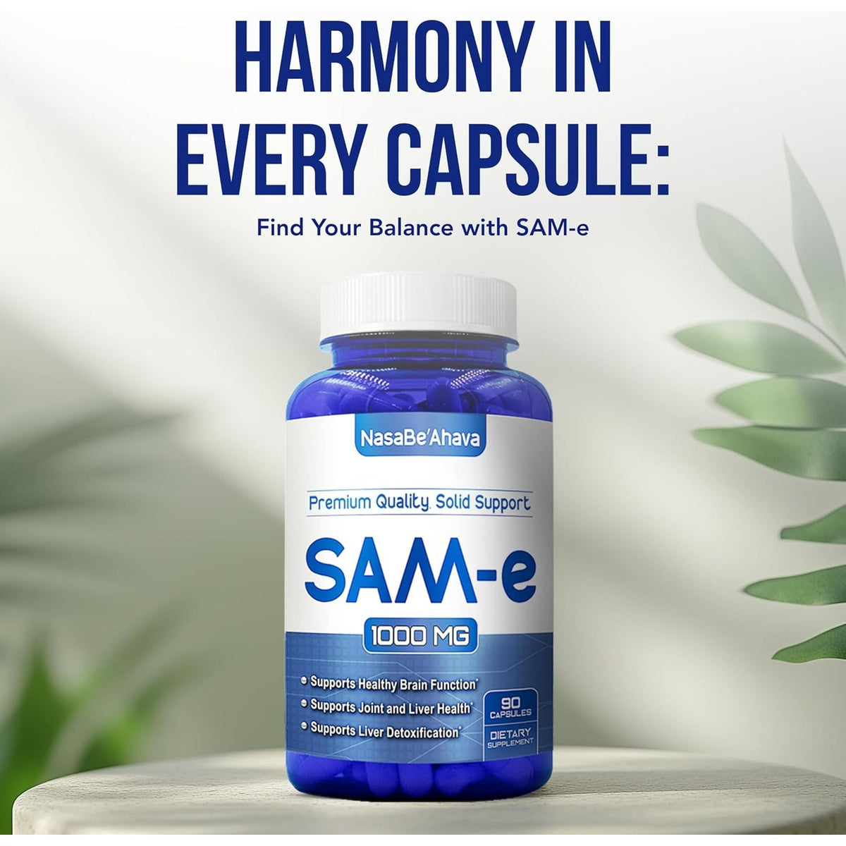 Extra Strength Sam-E Supplement | Same S-Adenosyl-L-Methionine 1000Mg per Serving for Bone and Mood Support Supplement | Made in the USA Non-Gmo and Gluten Free (45 Day Supply) (Single)