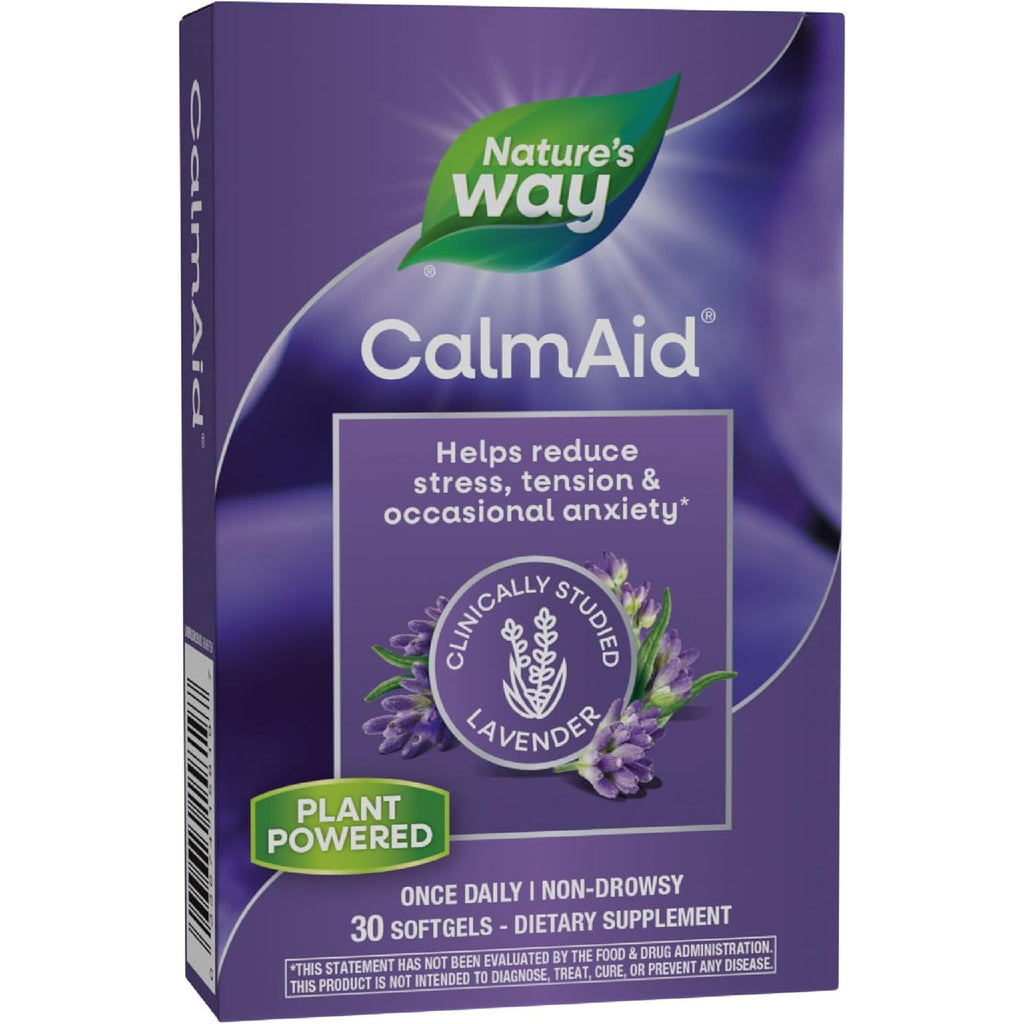 Nature'S Way Calmaid Lavender Oil Supplement for Calm & Stress Support*, Clinically Studied Silexan Lavender Oil, Non-Drowsy, Daily Softgels, 30 Count