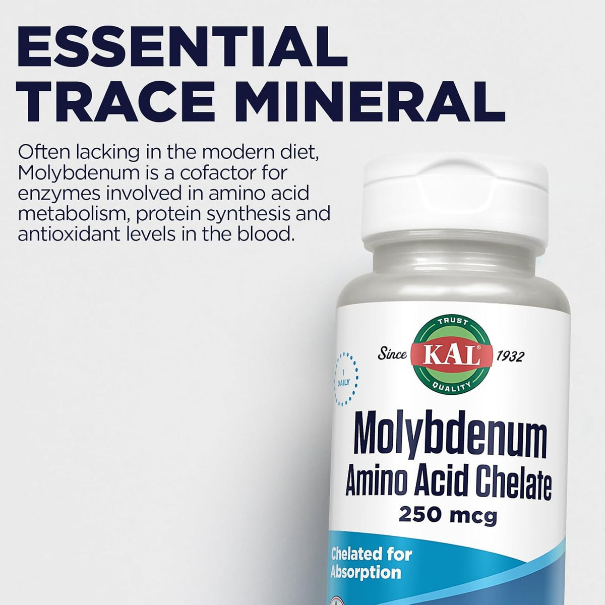 Kal 250 Mcg Molybdenum Chelated Tablets, 100 Count
