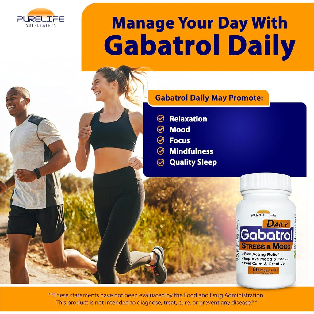 Gabatrol Daily – Plant Based GABA Supplement. Vegetarian and Vegan Friendly (60 Veggie Caps)