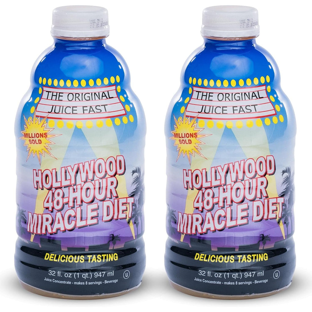 Hollywood Diet 48 Hour Juice Cleanse Drink 2 Pack, Vitamin-B Infused Detox Cleanse for Body Reset, Hydration, and Energy | Ideal for Intermittent Fasting, Bloating Support, Event Prep, 32 Oz