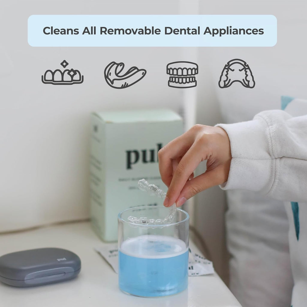 PUL Retainer Cleaner Tablets - Aligner Cleaner for Invisalign and Clear Aligners, Daily Retainer Cleaning Tablets and Denture Cleaner Tablets - Removes Odor, Stains and Plaque - 30 Day Supply