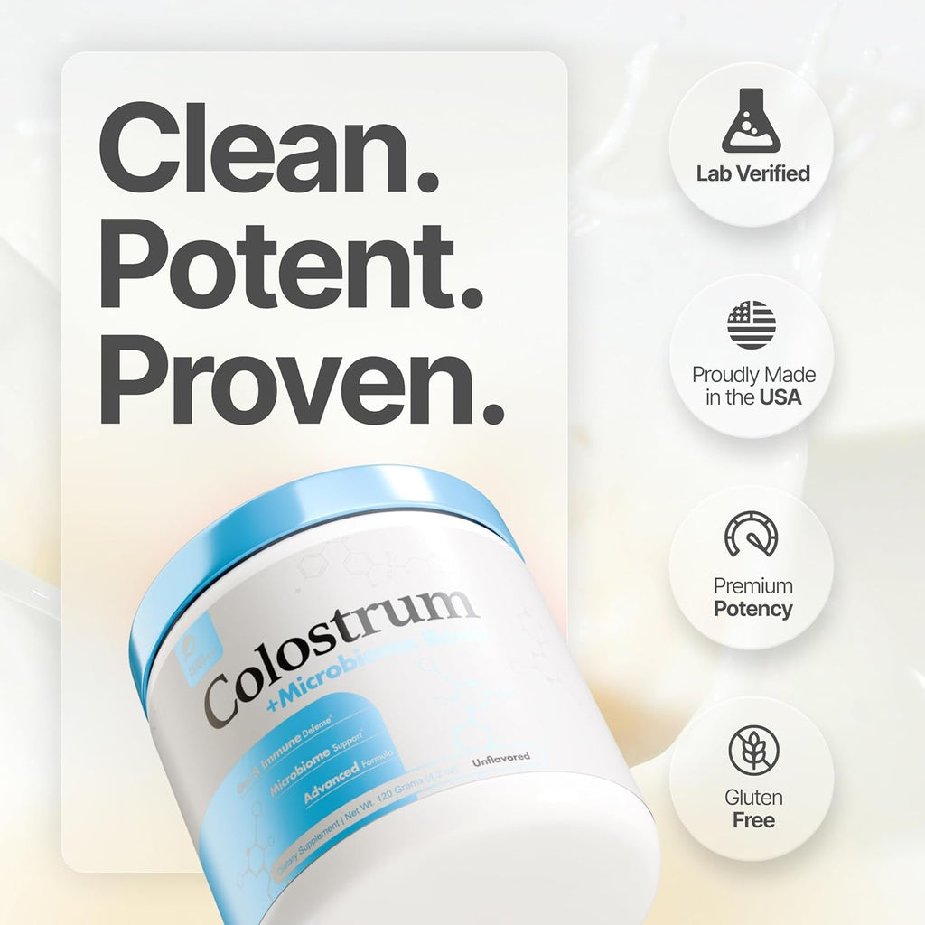 Prime Powders Colostrum Powder | Grass-Fed Bovine Colostrum with Akkermansia Probiotic 1B AFU | Microbiome & Gut Support | High Igg Advanced Formula | 120 Servings