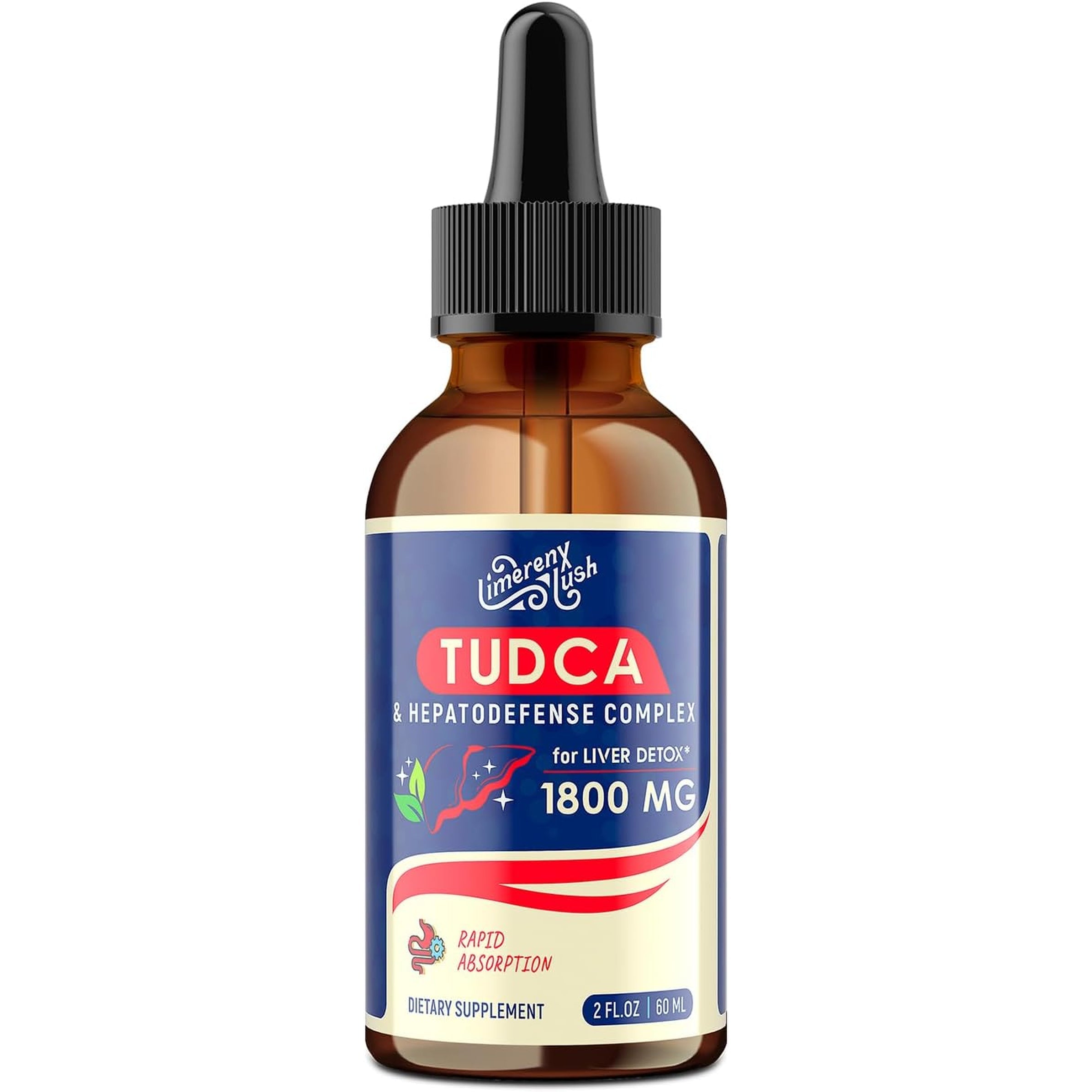 TUDCA Liver Support Drops 1800Mg - Powerful Liver Supplement with Bile Salts, NAC, Schisandra and Dandelion, Liver Detox & Repair - Fast-Absorbing, Sugar-Free, Alcohol-Free – 2 Fl.Oz