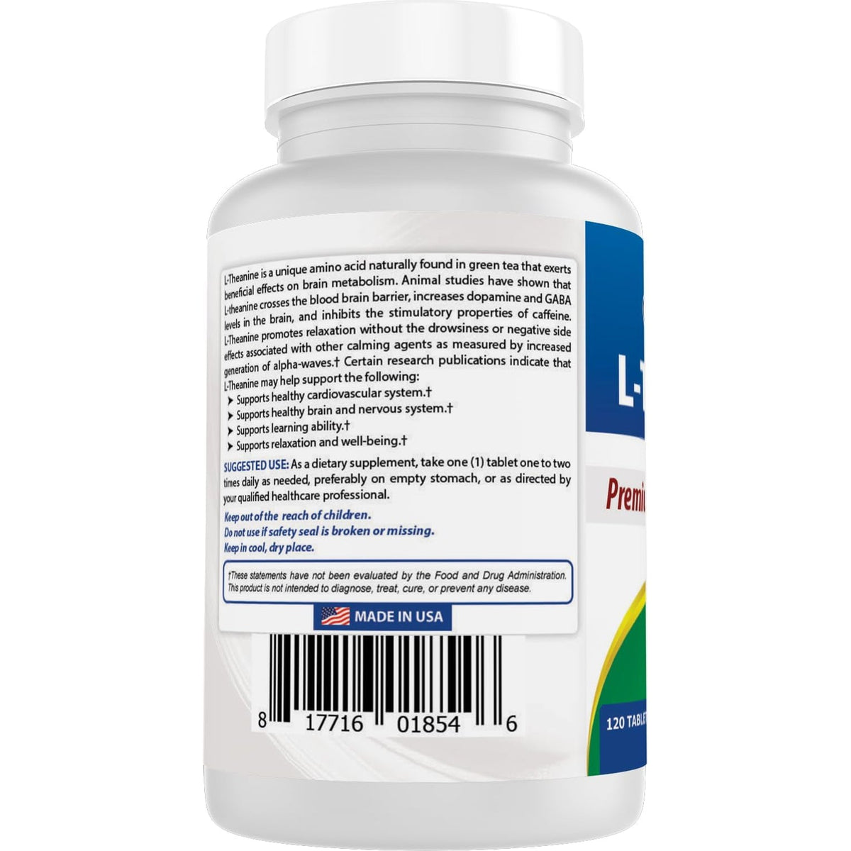 Best Naturals L-Theanine 200Mg per Tablet (400Mg per 2 Tablets) - Promotes Relaxation without Drowsiness - 120 Vegetarian Tablets - (120 Count (Pack of 1))