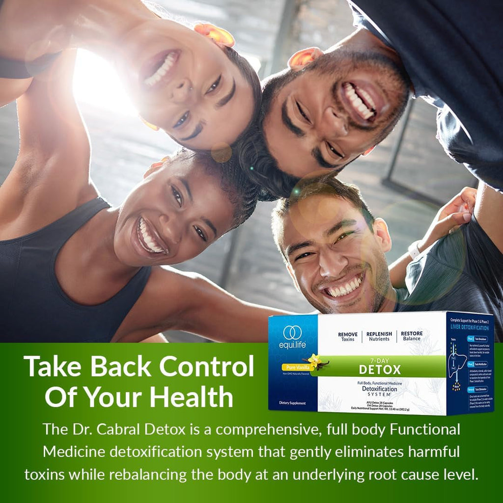 Equilife Dr. Cabral Detox, 7 Day Cleanse System, Plant Based Protein, Vitamins & Minerals, Supports Liver Detox, Promotes Healthy Weight Management & Full Body Balance, Vegan, Gluten Free, Vanilla