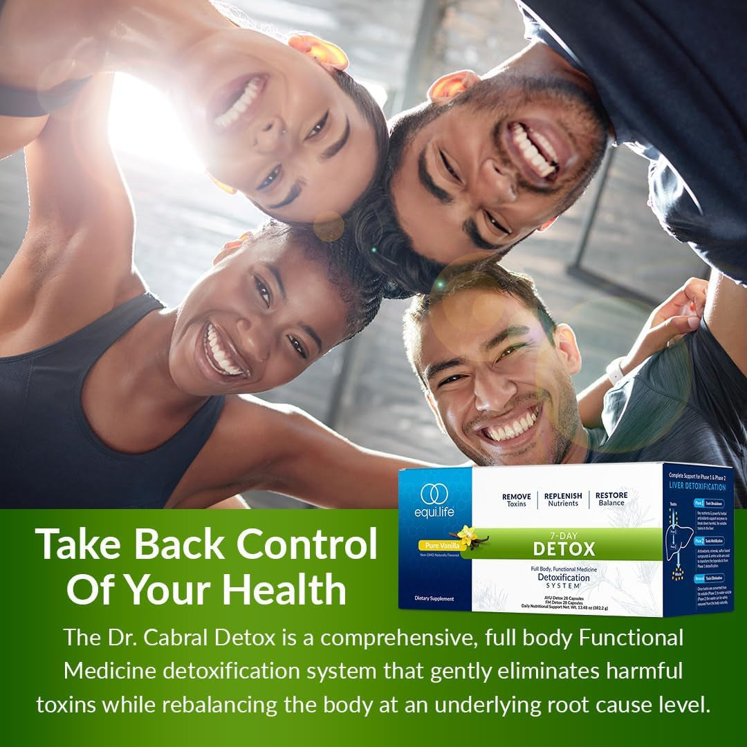 Equilife Dr. Cabral Detox, 7 Day Cleanse System, Plant Based Protein, Vitamins & Minerals, Supports Liver Detox, Promotes Healthy Weight Management & Full Body Balance, Vegan, Gluten Free, Vanilla