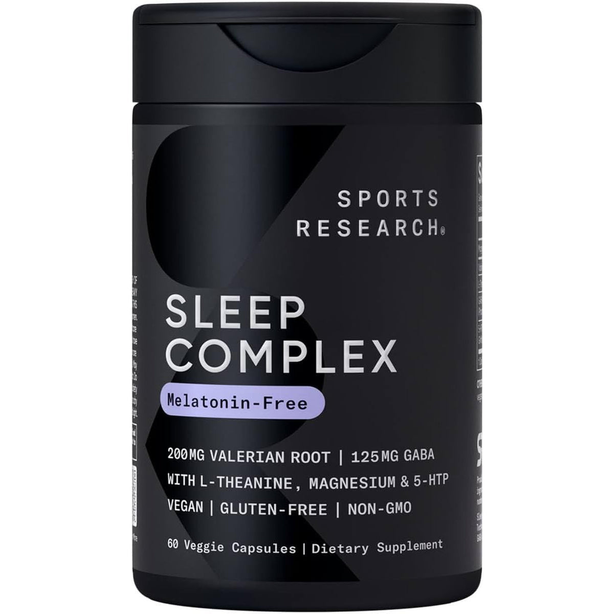 Sports Research® Sleep Complex- Melatonin-Free Vegan Capsules - with Valerian Root, GABA, L-Theanine, Magnesium & 5-HTP - 30 Servings