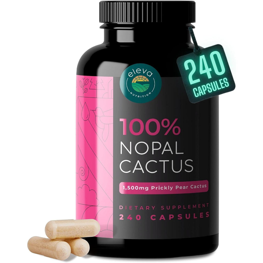 Nopal Cactus Capsules 1500Mg- Organic Sun-Dried Prickly Pear Cactus Powder & Black Pepper Extract for Absorption- Natural Prickly Pear Super Supplement- Fiber, Vitamins and Minerals 240 Capsules