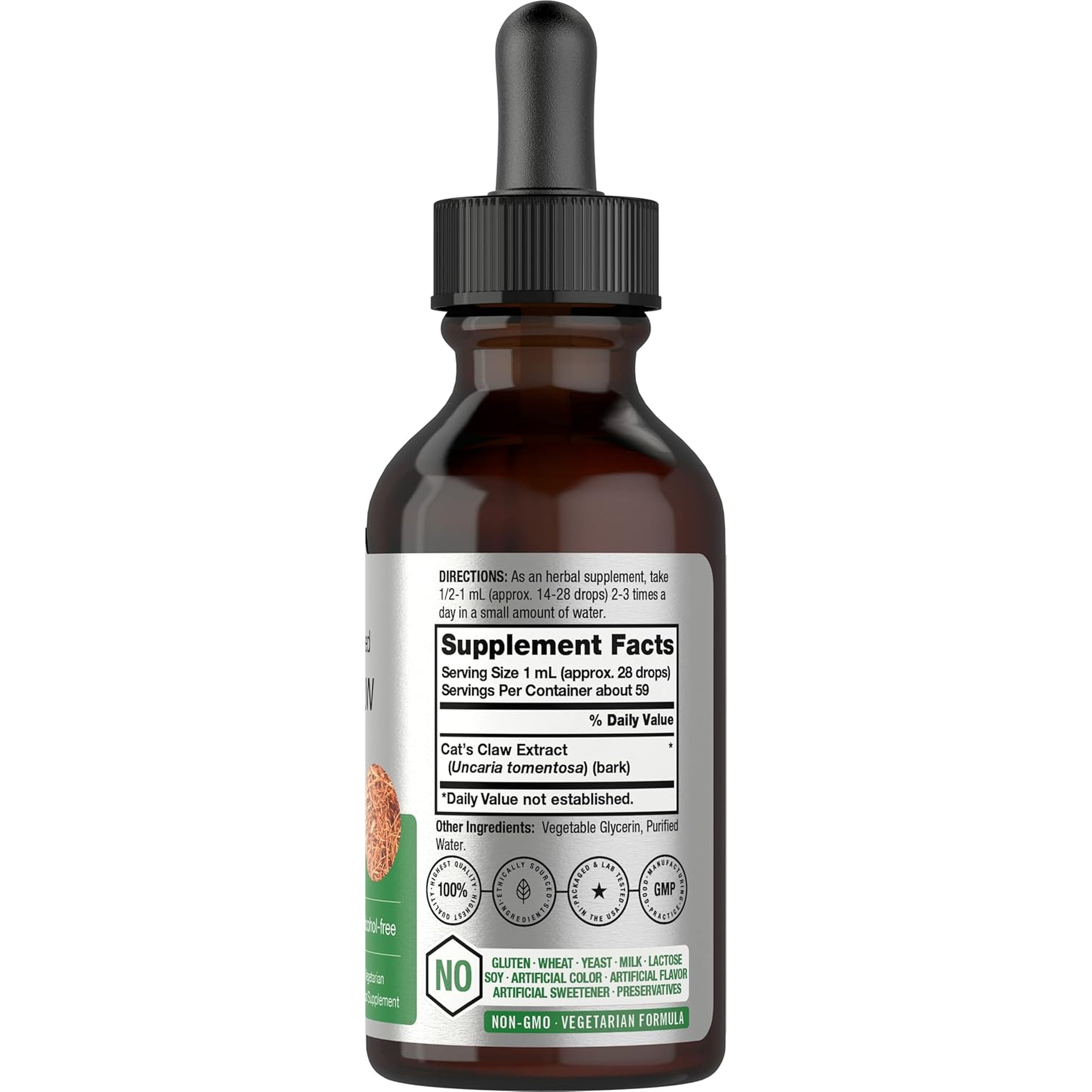 Horbäach Cats Claw Herb Extract Tincture | 2 Fl Oz | Alcohol Free | Vegetarian, Non-Gmo, Gluten Free Liquid