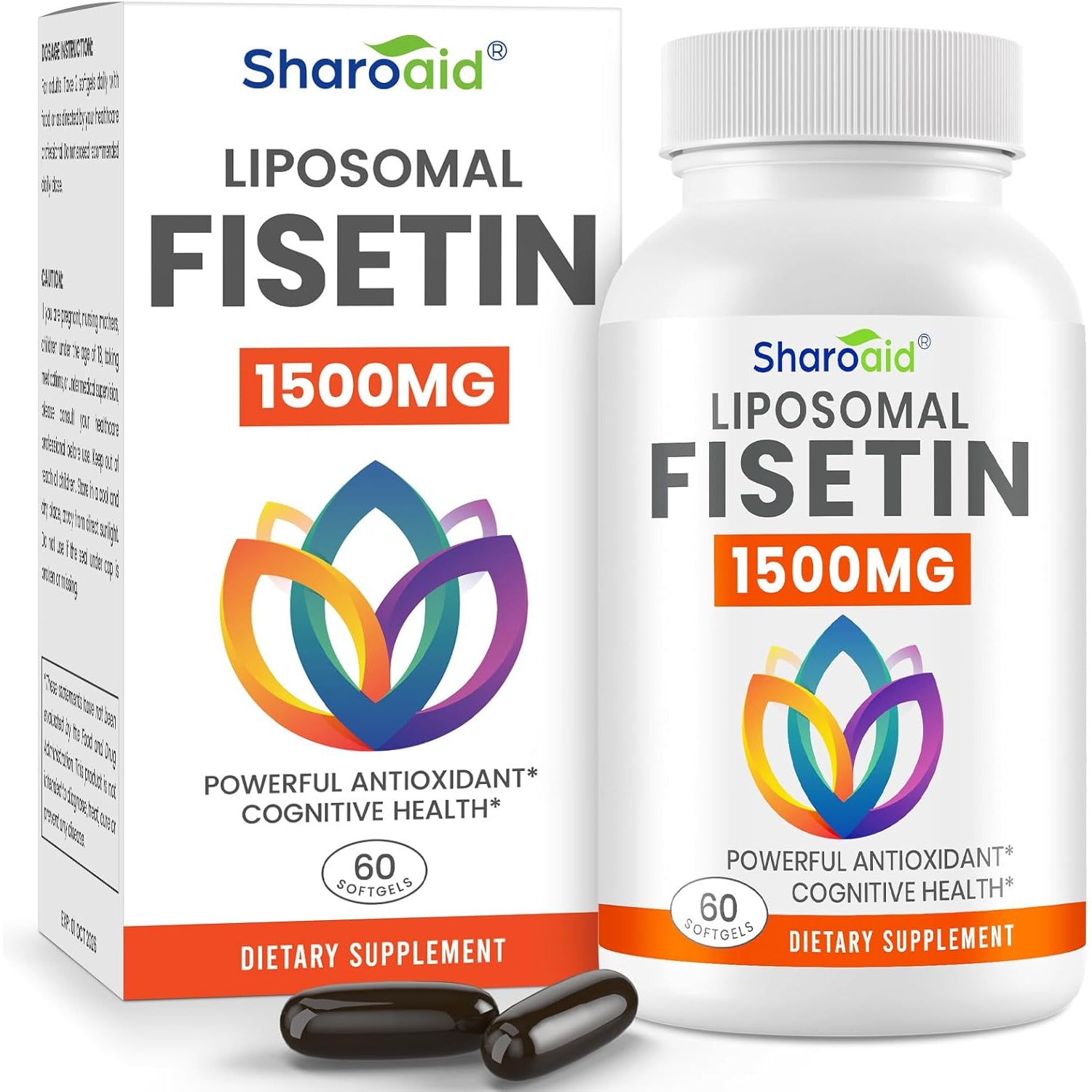 1500Mg Fisetin Supplements - Powerful Absorption with Liposomal Delivery,98% Pure Fisetin,Polyphenol Antioxidant for Healthy Aging,Non-Gmo - 1 Bottles, 60 Softgels for Adults