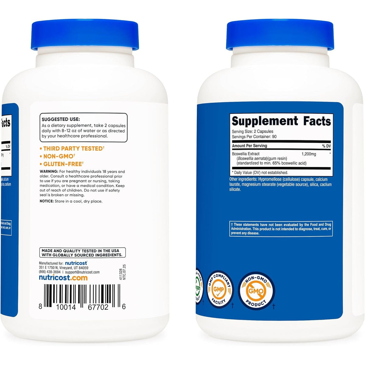 Nutricost Boswellia Extract 180 Capsules for 90 Servings per Bottle - Gluten Free and GMO Free, Vegan