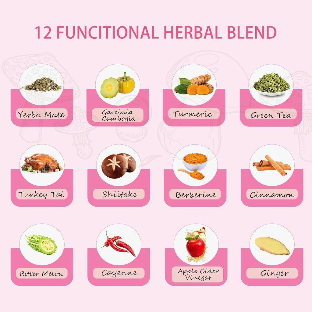 Slim Mushroom Coffee, Instant Coffee with Berberine, Cinnamon, Yerba Mate, Turmeric, & More for Skinny, Metabolism Boost - 30 Servings