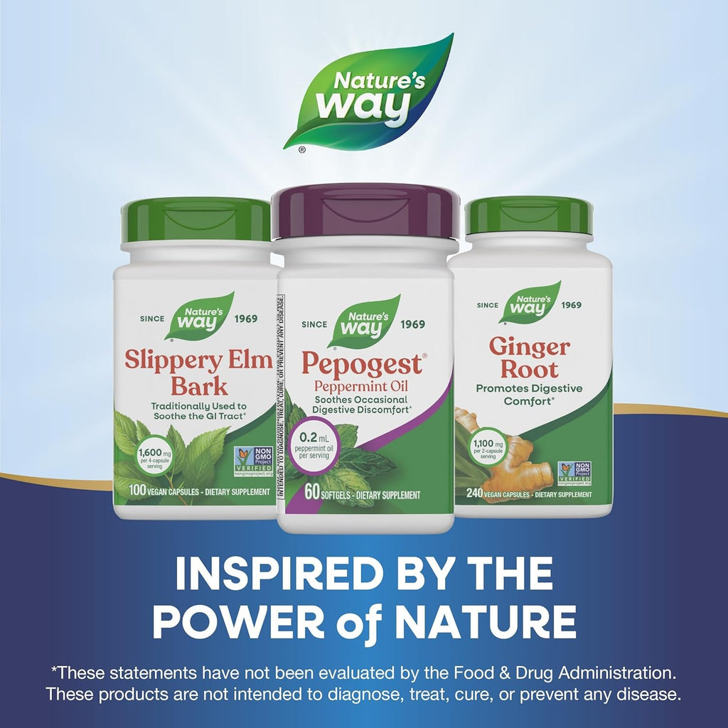Nature'S Way Pepogest Peppermint Oil, Soothes Occasional Gastrointestinal Discomfort*, Enteric Coated Peppermint Oil Softgels, 60 Softgels (Packaging May Vary)