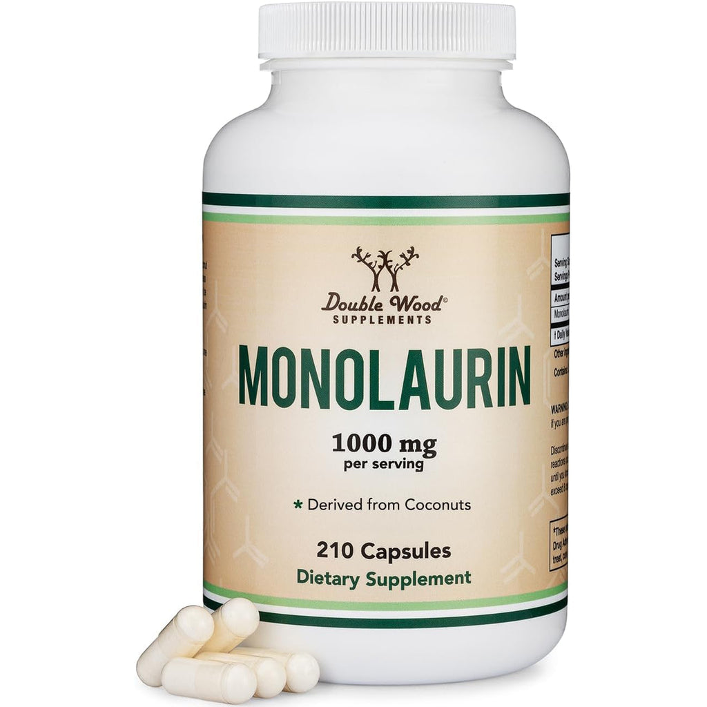 Monolaurin Immune Support Supplement 1,000Mg per Serving, 210 Capsules (Vegan Safe, Non-Gmo, Gluten Free) Immune Booster for Adults, Immune System Defense by Double Wood