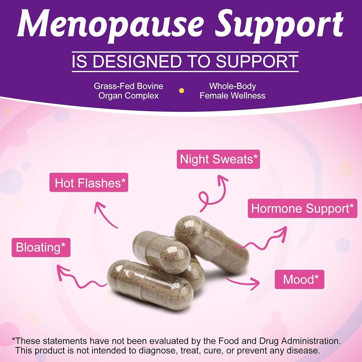 Newseel Beef Organ Supplement for Women, Natural Grass Fed Beef Liver Capsules,Supports Feminine Hormone Balance, Menstruation, Immunity, Skin, Collagen, B12, Energy & Wellness - 60 (1)