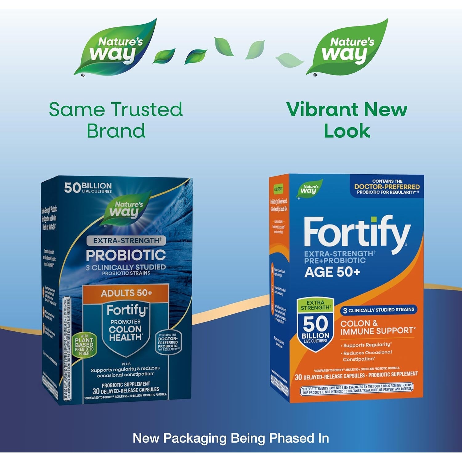 Nature'S Way Fortify Extra Strength(1) Probiotic Adults 50+, 50 Billion Live Cultures, Prebiotics, Probiotics for Digestive Health*, Immune Support*, Colon Health*, 30 Capsules