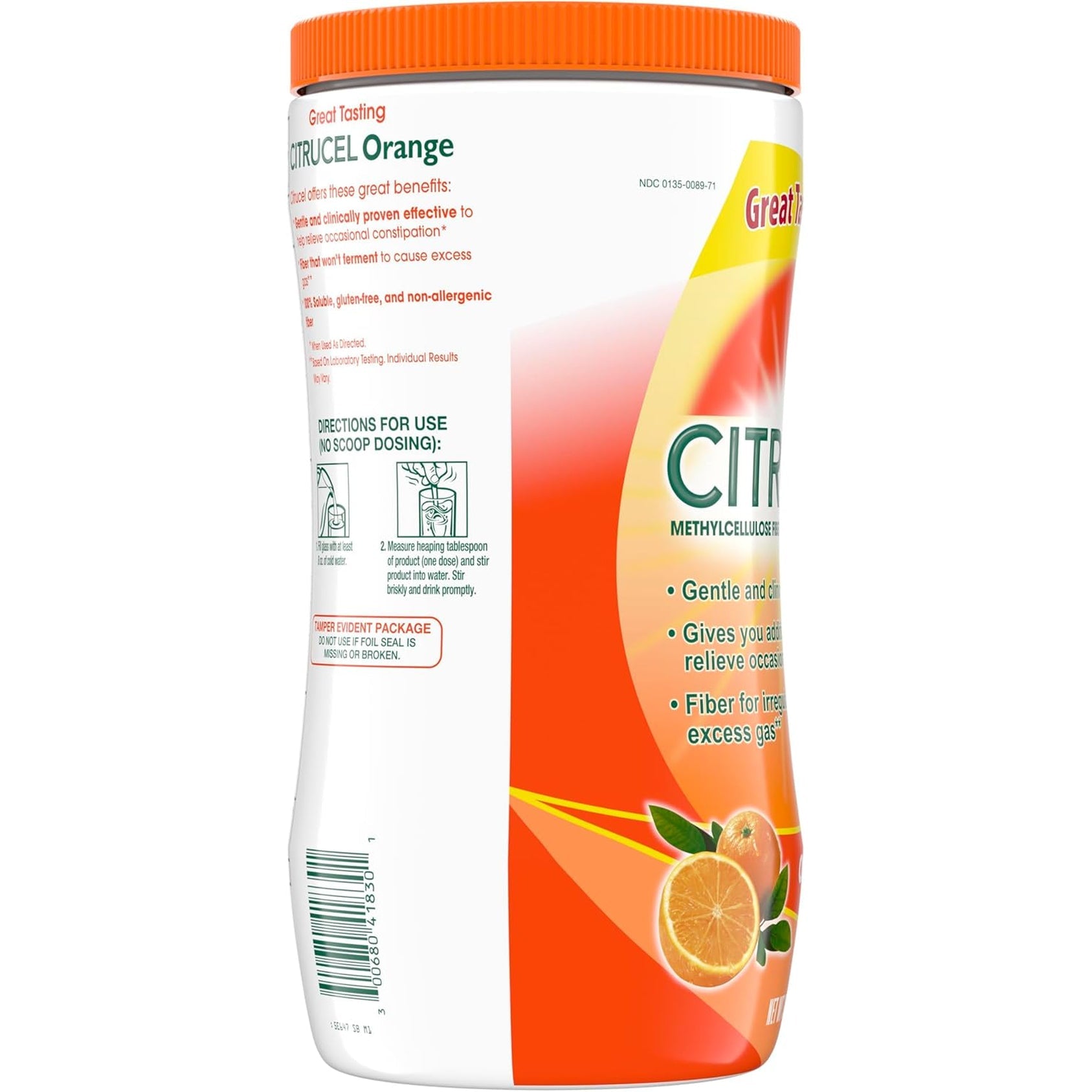CITRUCEL Fiber Powder for Occasional Constipation Relief, Methylcellulose Fiber Powder, Orange Flavor - 30 Ounces