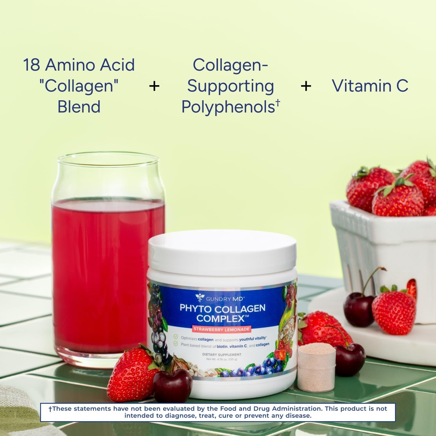 Gundry MD® Phyto Collagen Complex – Collagen Support Powder with Vitamin C, Amino Acids and Polyphenols, Strawberry Lemonade Flavor