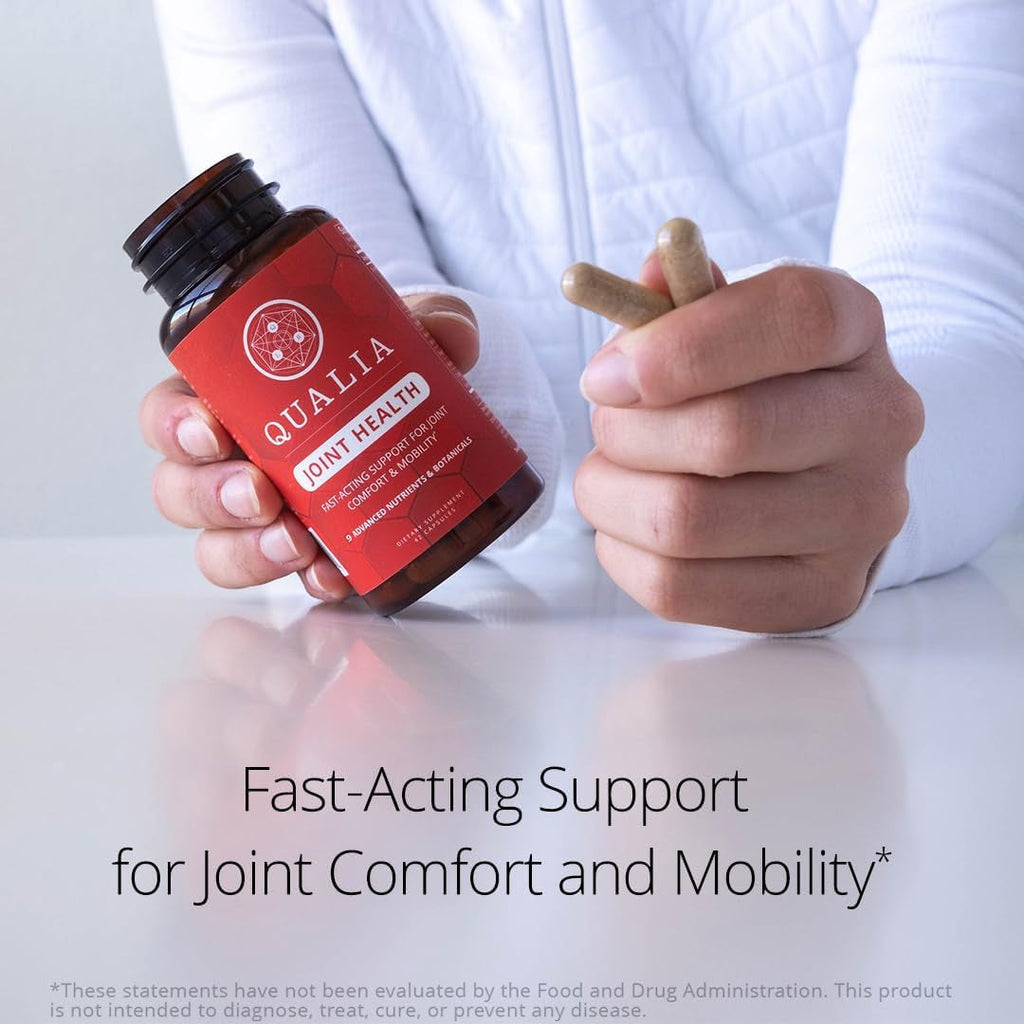 Qualia Joint Health 9 Advanced Joint Health Nutrients: Denatured Collagen, Boswellia, Tumeric, Boron, Ginger, L-Carnitine. Cartilage Health, Tendon Strength, Healthy Joint Aging (1 Month Supply)