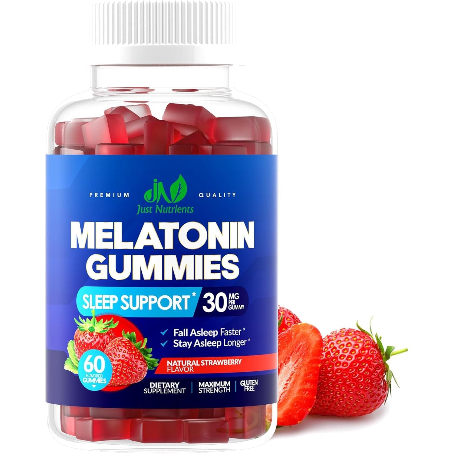 Melatonin 30Mg Gummies for Adults (60 Servings) - Maximum Strength Sleep Support with 30Mg of Melatonin per Gummy - Gluten-Free, Sugar-Free, 100% Vegetarian, Strawberry Flavor - 60 Gummies