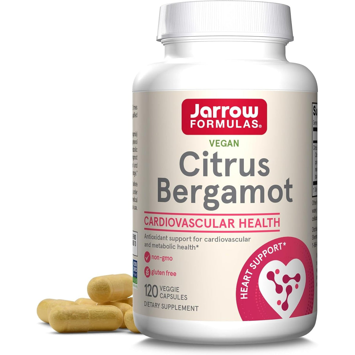 Jarrow Formulas Citrus Bergamot Supplement 500 Mg - 120 Servings (Veggie Caps) - Antioxidant Support for Cardiovascular & Metabolic Health - Dietary Supplement - Vegan Gluten-Free- Use with Qh-Absorb
