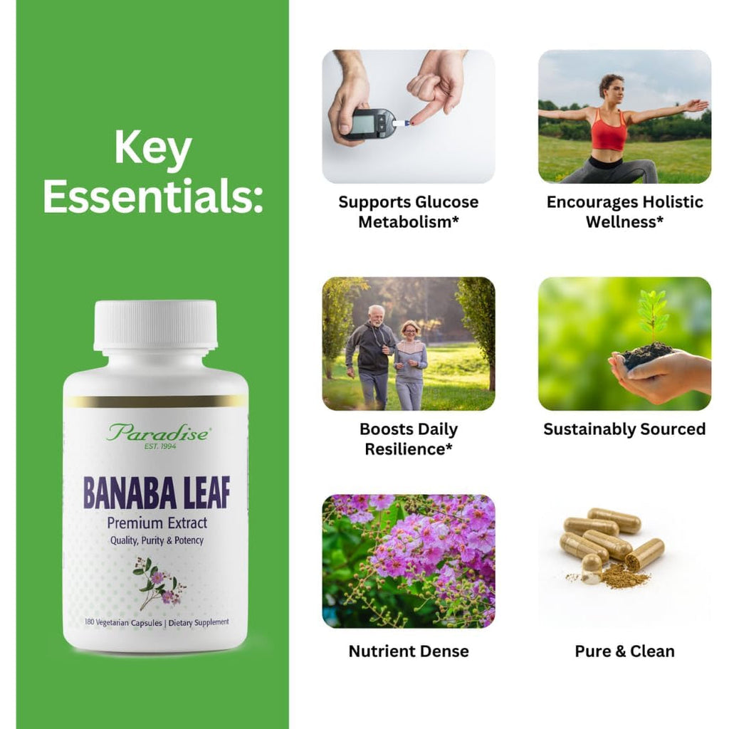 Paradise Herbs, Banaba Leaf, 12:1 Concentrated Extract, 250 Mg, Vegan, Gluten-Free, Non-Gmo, 180 Capsules