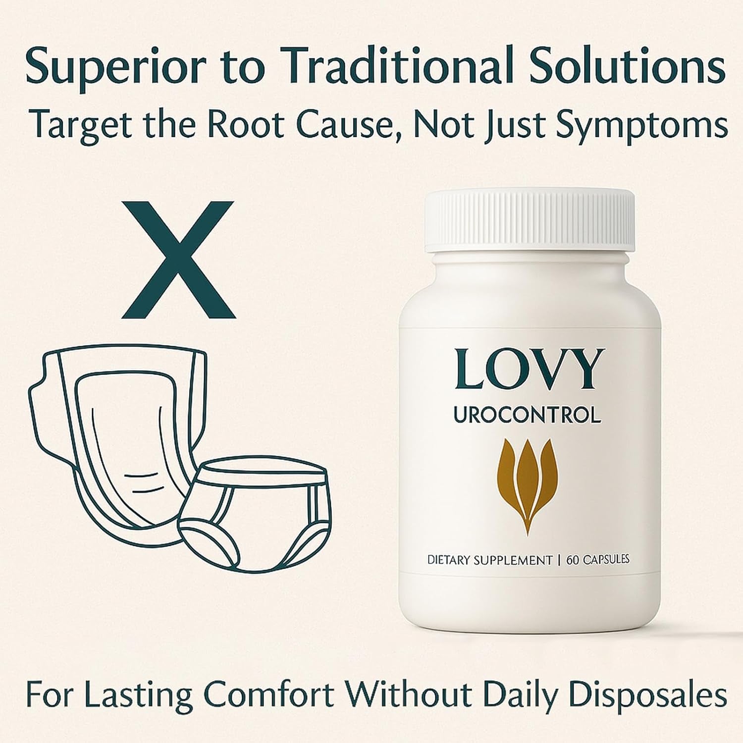Lovy Urocontrol Capsules, Bladder Health Supplement, Maximum Strength Formula with Magnesium, Cranberry, Pumpkin Seed, Red Clover, Sea Buckthorn Fruit Powder, Non-Gmo, Gluten Free, 60 Capsules (1)