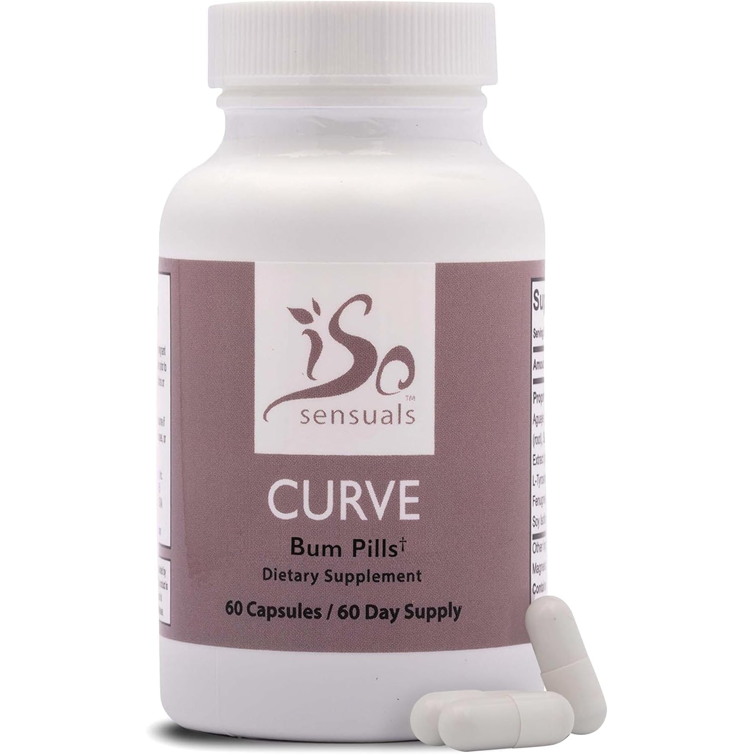 Isosensuals Curve Butt Enhancement Pills - Bum Bum Booty Pills for Bigger Butt. 60 Easy to Swallow Capsules