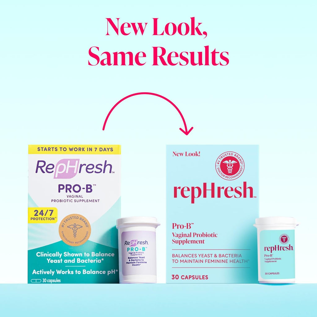 Rephresh Pro-B Vaginal Probiotic Supplement, Ph Balance, Probiotics for Women, Balances Yeast and Bacteria to Maintain Feminine Health, Daily Oral Capsules, 30 Count