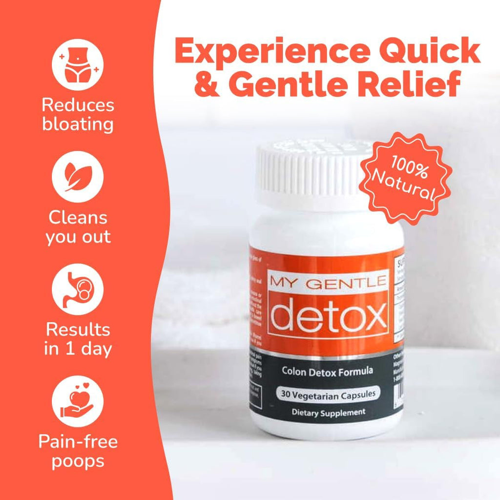 Herbal Nitro My Gentle Detox Cleanse for Women & Men - Poop Pills for Constipation Relief - Overnight Colon Cleanse Natural Supplement for Bloating & Discomfort (30 Capsules)