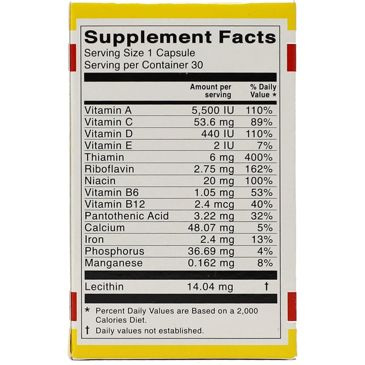 Vital Fuerte, Vitamins and Minerals Supplement, 30 Capsules, Bottle.