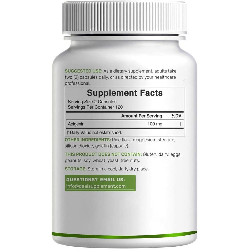 Apigenin, 100Mg per Serving, 240 Capsules – Raw Plant Extract from Chamomile Flower – Active Bioflavonoids & Antioxidants – Sleep & Relaxation Supplement – Non-Gmo