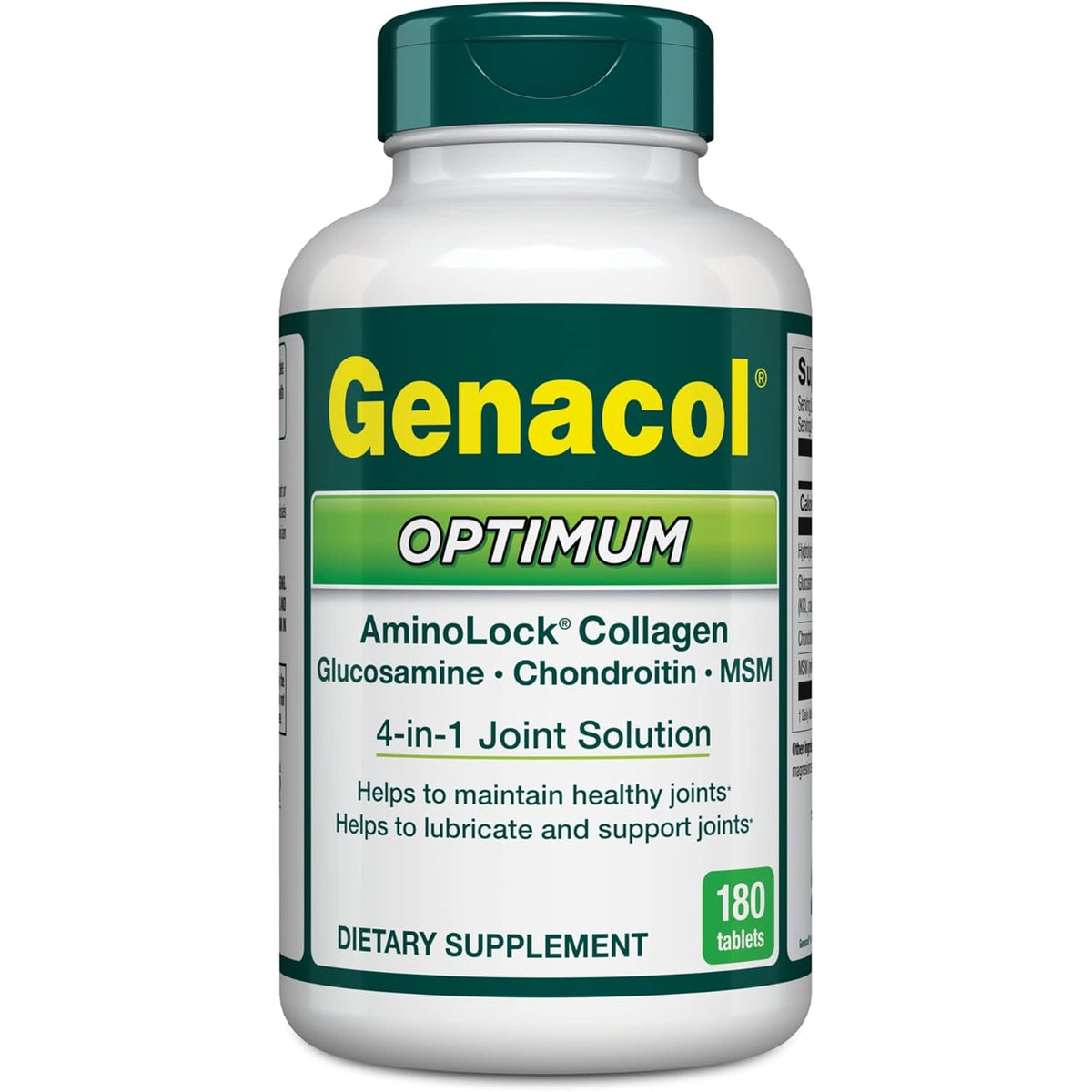 Genacol Optimum – Glucosamine, Chondroitin, MSM & Ultra-Hydrolyzed Collagen Joint Supplement, Complete Formula for Joints and Cartilage, 180 Tablets (60-Day Supply)