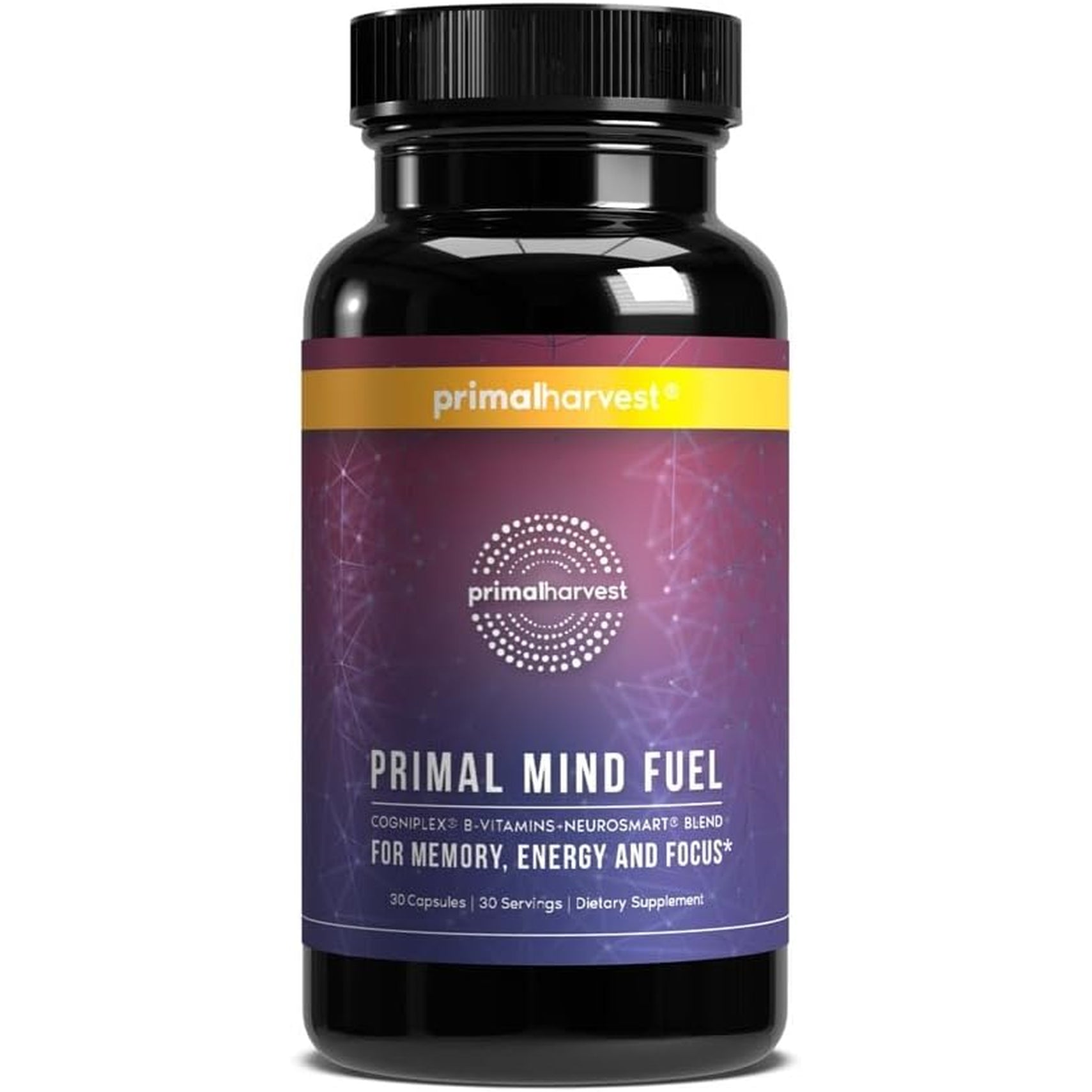 Brain Supplement by Primal Harvest, Primal Mind Fuel Brain Booster for Focus, Energy, Clarity, and Brain Health 30 Capsules Nootropics Brain Support Supplement for Men and Women