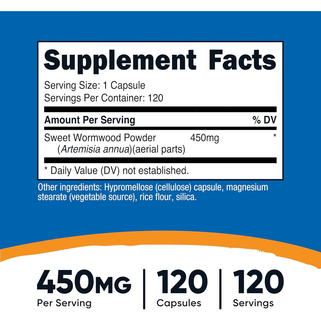 Nutricost Wormwood Capsules 450Mg 120 Capsules - Vegetarian Caps, Gluten Free and Non-Gmo